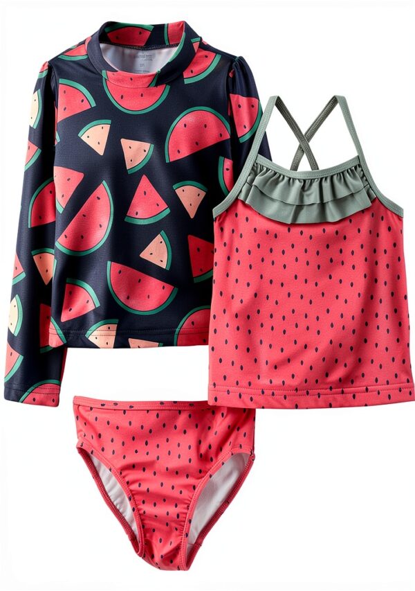 Carters Baby Girls UPF 50 Swim Set Rashguard Tankini Hat-0