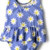 Girls Daisy Print Swimsuits UPF 50 Ruffle Skirt The-1