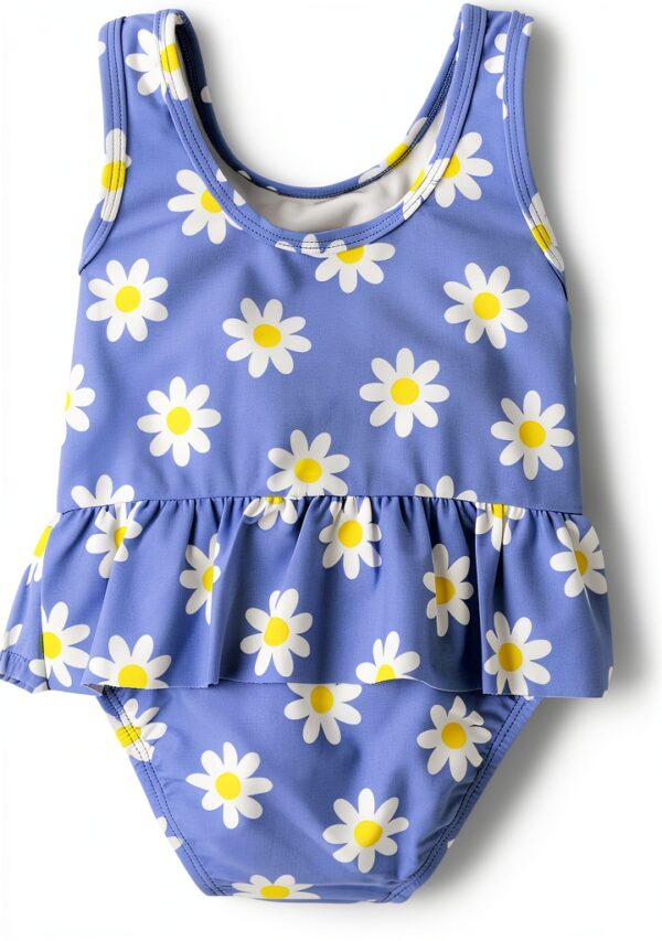 Girls Daisy Print Swimsuits UPF 50 Ruffle Skirt The-1