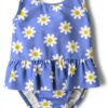 Girls Daisy Print Swimsuits UPF 50 Ruffle Skirt The-0