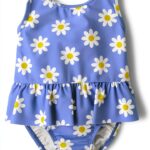 Girls Daisy Print Swimsuits UPF 50 Ruffle Skirt The-0