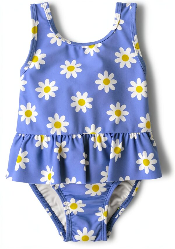 Girls Daisy Print Swimsuits UPF 50 Ruffle Skirt The-0