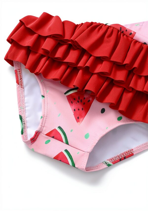 Baby Girl Swimsuit Stretchy Fabric Cute Ruffle Zip Up Hat-4