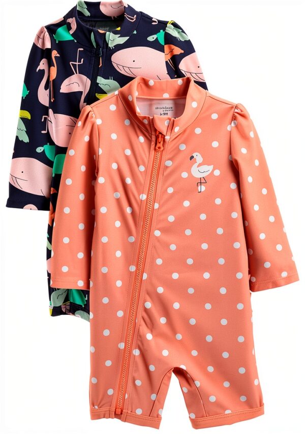 Carters UPF 50 One Piece Rashguard Swimwear Baby Girls 2-0