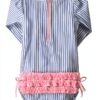 RuffleButts UPF 50 Baby Girl One Piece Swimsuits Seersucker-2