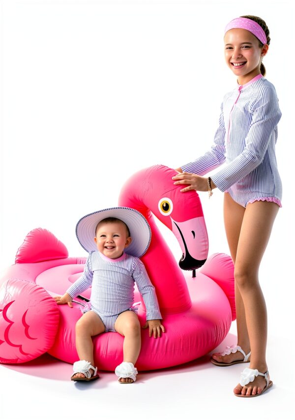 RuffleButts UPF 50 Baby Girl One Piece Swimsuits Seersucker-1