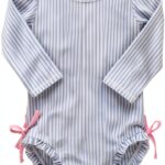 RuffleButts UPF 50 Baby Girl One Piece Swimsuits Seersucker-0