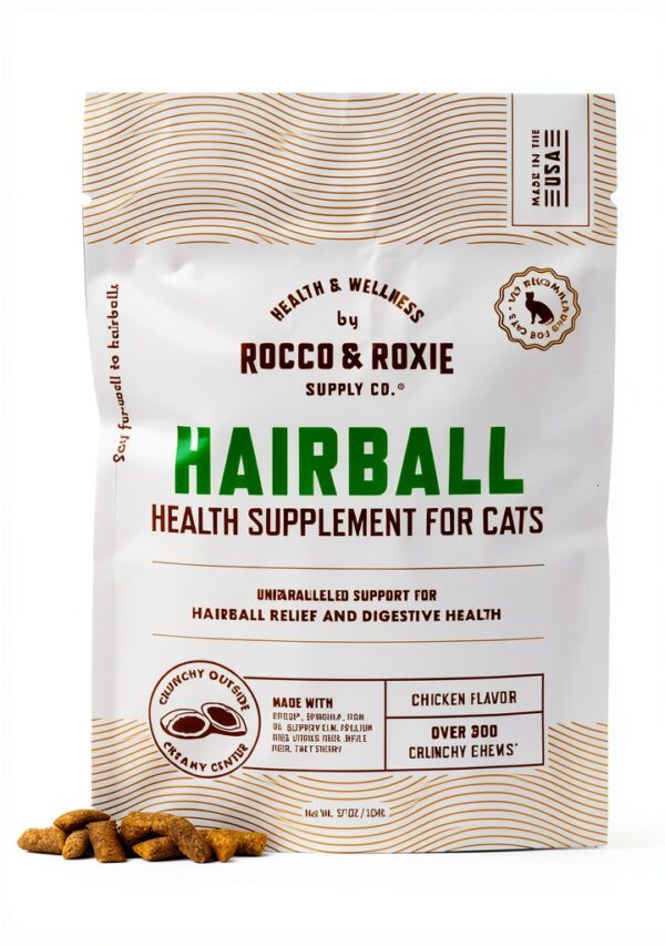 Rocco & Roxie Hairball Treatment for Cats – Crunchy Treats, 3.7oz-0