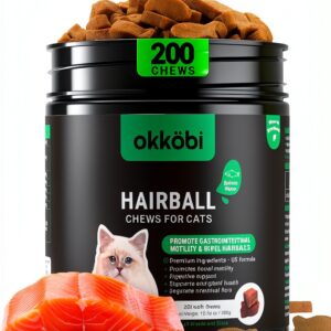 Cat Hairball Treats OKKÖBI Salmon Chews – Digestion & Coat Support-0