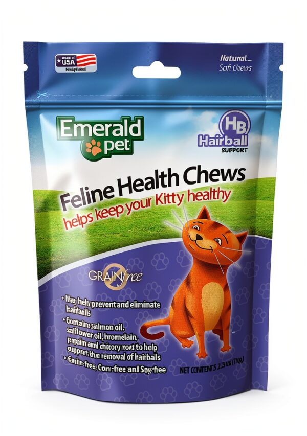 Emerald Pet Feline Health Chews Hairball Support - Grain-Free 2.5 oz-0