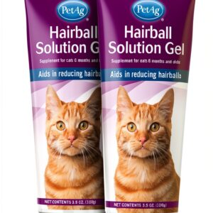 PetAg Hairball Solution Gel for Cats 3.5 oz Pack 2 Reduces Hairballs-0