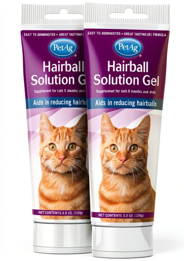 PetAg Hairball Solution Gel for Cats 3.5 oz Pack 2 Reduces Hairballs-0